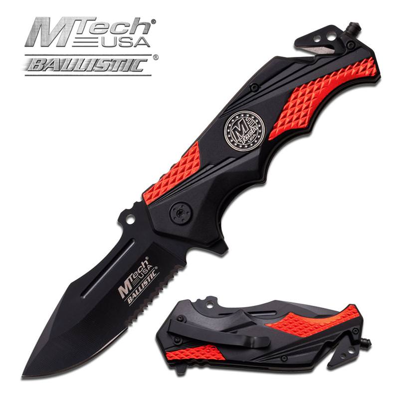Tactical Rescue Spring Assisted Knife 4.75 Inches Closed With Black and Red Handle - TOPHATTER'S ARMORY DEALS Collectible Weapons - Tophatter Daily Deals