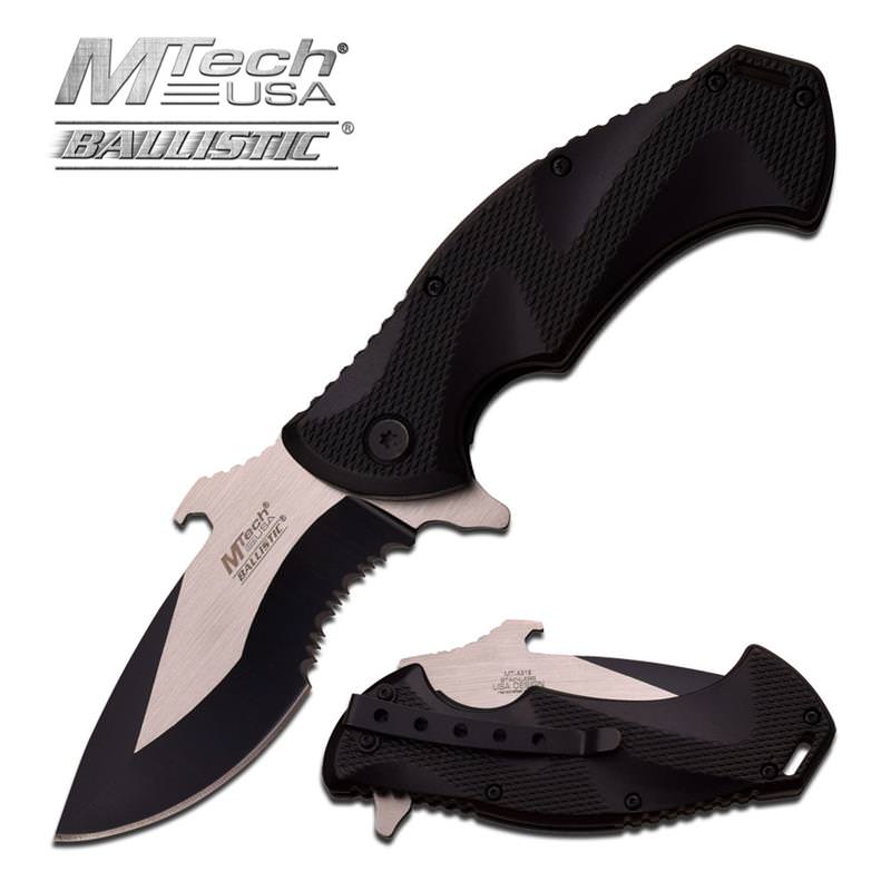 MTech Linerlock Assisted Open Pocket Knife A/O Black - TOPHATTER'S ARMORY DEALS Collectible Weapons - Tophatter Daily Deals
