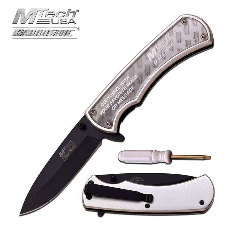 Silver Customizable Diy Insert Photo Spring-Assist Folding Pocket Knife - Tophatter's Guns'N'Weapons Store Collectible Weapons - Tophatter Daily Deals