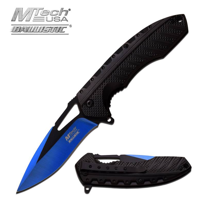 Mtech Blue & Black Finish Blade Spring Assist Assisted Knife - TOPHATTER'S ARMORY DEALS Collectible Weapons - Tophatter Daily Deals