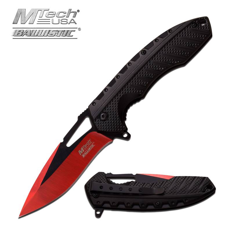 Mtech Red & Black Finish Blade Spring Assist Assisted Knife - Tophatter's Guns'N'Weapons Store Collectible Weapons - Tophatter Daily Deals