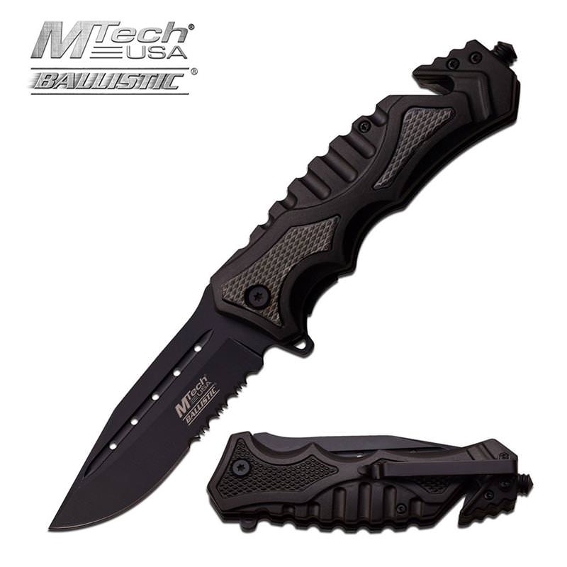 MTech USA Ballistic Stylish Black Spring Assisted Knife Collectible Weapons - Tophatter Daily Deals