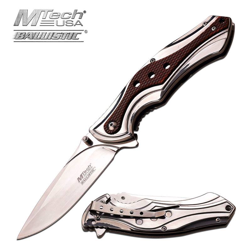 Mirror Reflect Tactical Spring Assist Pocket Knife Pakkawood Handle - Tophatter's Guns'N'Weapons Store Collectible Weapons - Tophatter Daily Deals