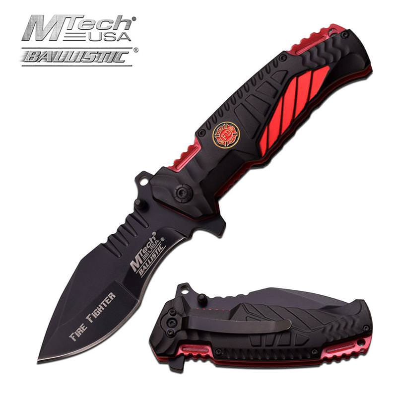 MTech USA 4.75 Inch Closed Fire Fighter Spring Assisted Opening Knife - Tophatter's Inc. Weapons Store Online Collectible Weapons - Tophatter Daily Deals