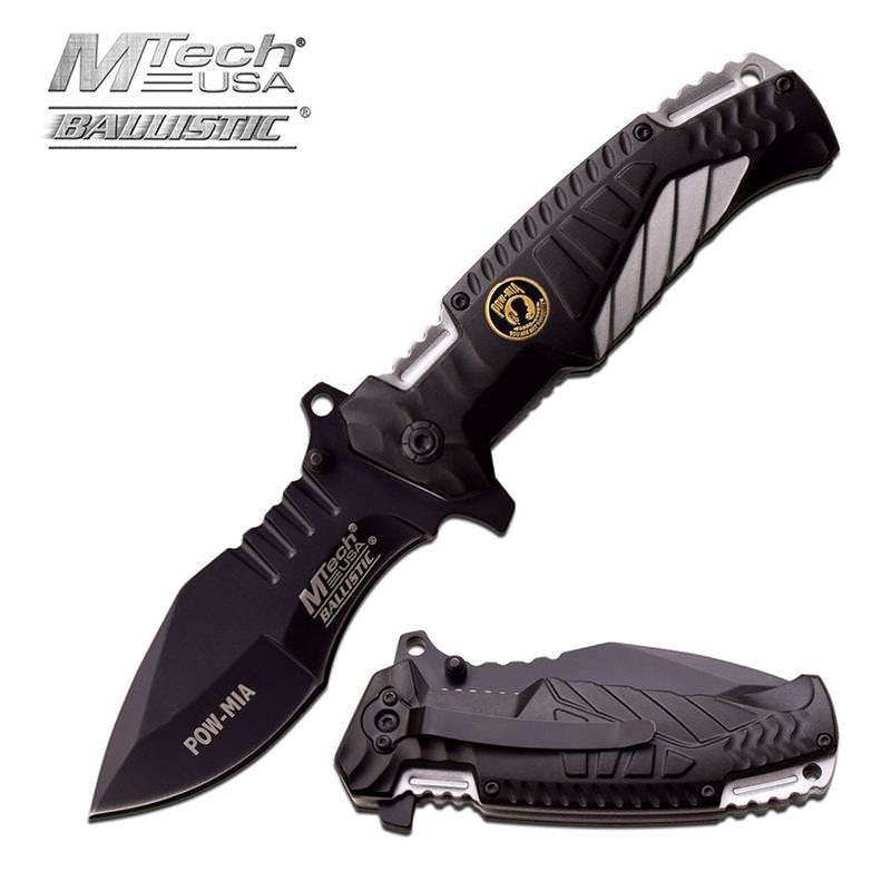 4.75" Black Gray POW MIA Tactical EDC Spring Assisted Folding Knife - Tophatter's Guns'N'Weapons Store - FREE SHIPPING Collectible Weapons - Tophatter Daily Deals