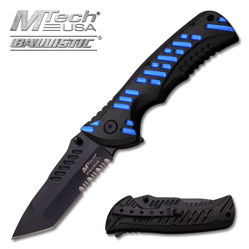 4.75 Inch Closed Blue Handle Spring Assisted Opening Knife - Tophatter's Guns'N'Weapons Store - FREE SHIPPING Collectible Weapons - Tophatter Daily Deals