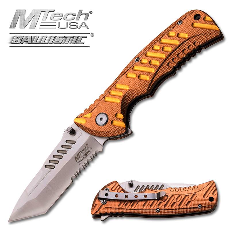 M-Tech Dash Copper/Gold Spring Assisted Knife - Tanto Satin Serrated Blade - TOPHATTER'S ARMORY DEALS Collectible Weapons - Tophatter Daily Deals