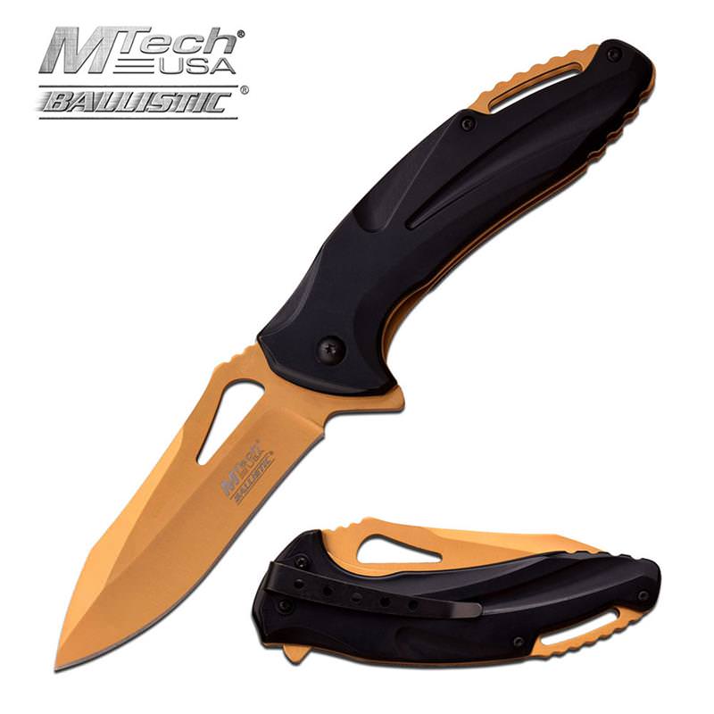 5 Inch Closed Gold Ti Spring Assisted Opening Knife Collectible Weapons - Tophatter Daily Deals