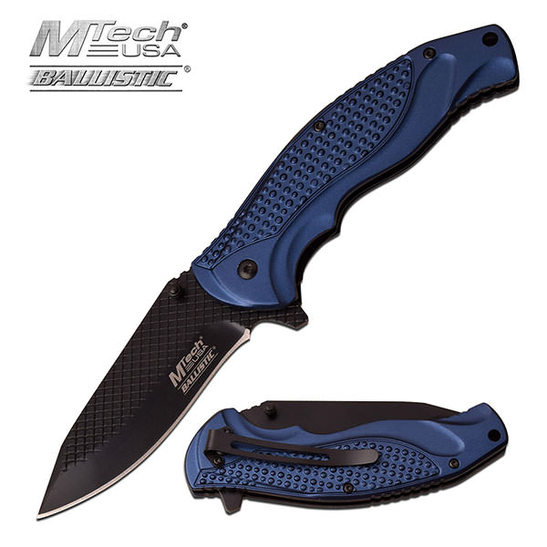 5 Inch Mtech Blue Handle Spring Assisted Knife - Tophatter's Army Products & Self Defense Collectible Weapons - Tophatter Daily Deals