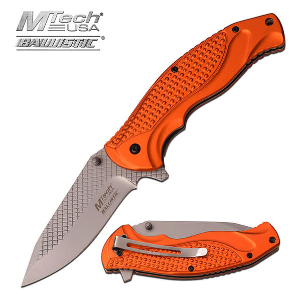 5 Inch Mtech Orange Handle Spring Assisted Knife Collectible Weapons - Tophatter Daily Deals