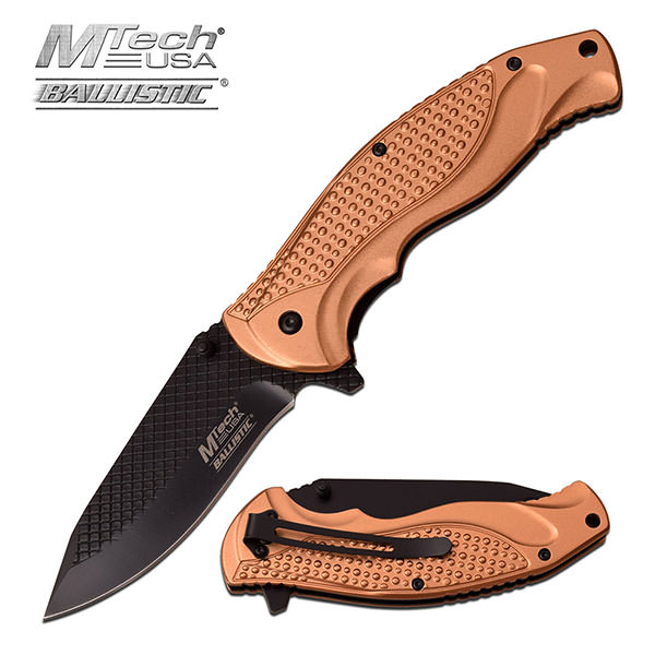 5 Inch Mtech Tan Handle Spring Assisted Knife - TOPHATTER'S ARMORY DEALS Collectible Weapons - Tophatter Daily Deals