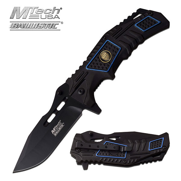 Police Department Madallion Mounted Black Tactical Spring Assisted Folding Knife - Tophatter's Guns'N'Weapons Store Collectible Weapons - Tophatter Daily Deals