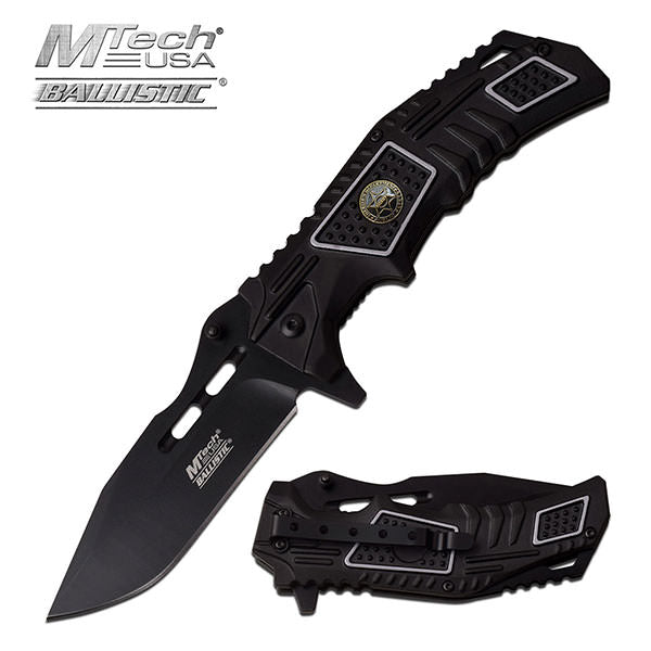 3.7" Blade Sheriff Badge Black Tactical Spring Assist Knife Collectible Weapons - Tophatter Daily Deals