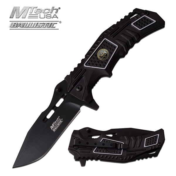 3.7" Blade Sheriff Badge Black Tactical Spring Assist Knife - Tophatter's Guns'N'Weapons Store Collectible Weapons - Tophatter Daily Deals