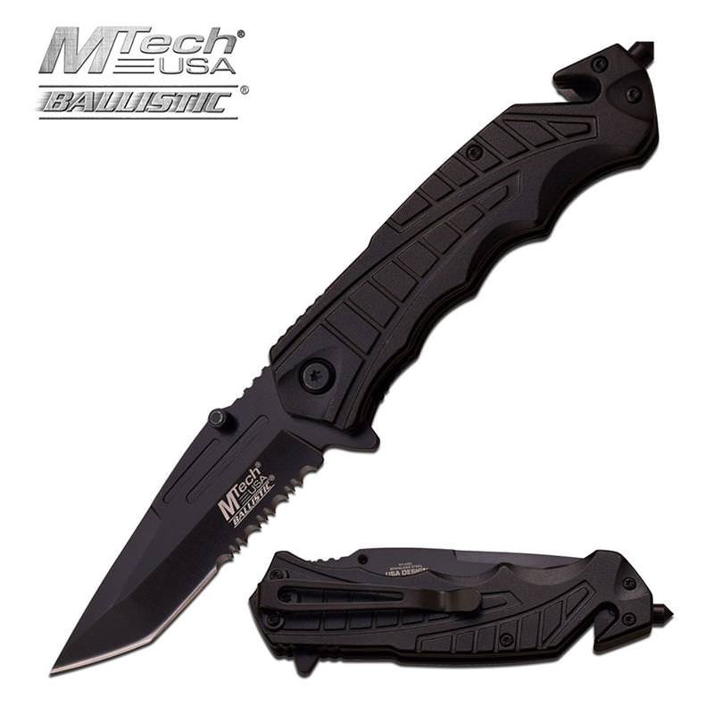 4.5 Inch Closed Black Tactical Rescue Spring Assist Knife Collectible Weapons - Tophatter Daily Deals
