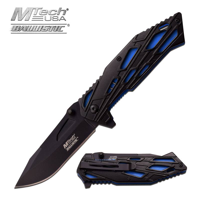 4.7 Inch MTech Ballistic Blue Liner Spring Assisted Knife Collectible Weapons - Tophatter Daily Deals