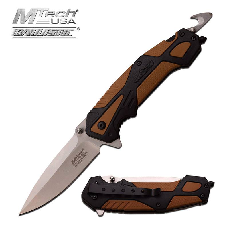 Edc Spring Assisted Knife With Black & Brown Handle - Tophatter's Guns'N'Weapons Store Collectible Weapons - Tophatter Daily Deals