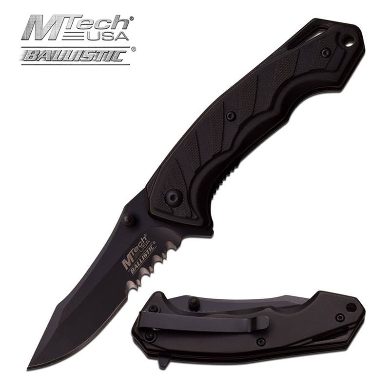 4 Inch Closed MTech USA Black Spring Assisted Knife - TOPHATTER'S ARMORY DEALS Collectible Weapons - Tophatter Daily Deals