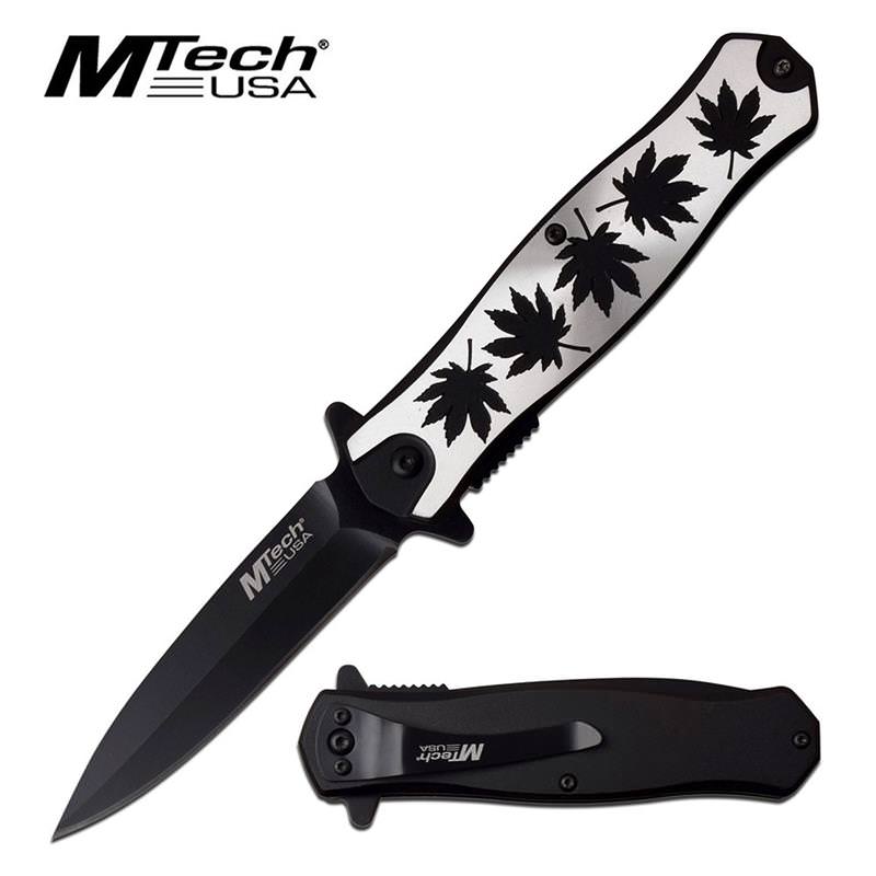 Spring Assisted Folding Pocket Knife With Cannabis Design - TOPHATTER'S ARMORY DEALS Collectible Weapons - Tophatter Daily Deals