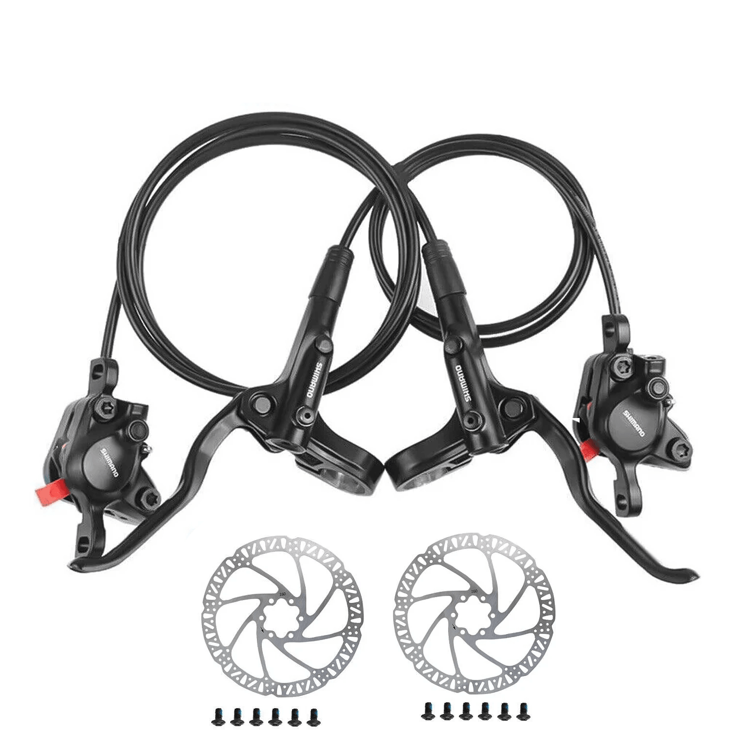 MTB Disc Brake Set - MT200 Bike Brake Hydraulic Disc Oil Brakes with Lever Set Pre-Filled Cycling - Tophatter Daily Deals