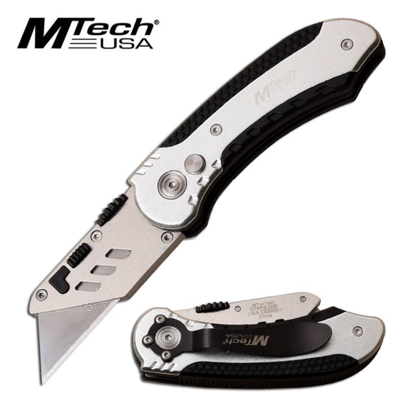 Utility Folding Razor Box Cutter Folding Knife With Button Lock - TOPHATTER'S ARMORY DEALS Collectible Weapons - Tophatter Daily Deals