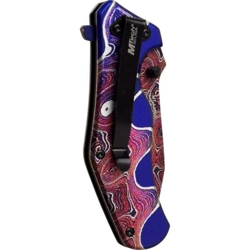 Psychedelic Swirl Boho Etch Folding Pocket Knife Knives & Knuckles - Tophatter Daily Deals