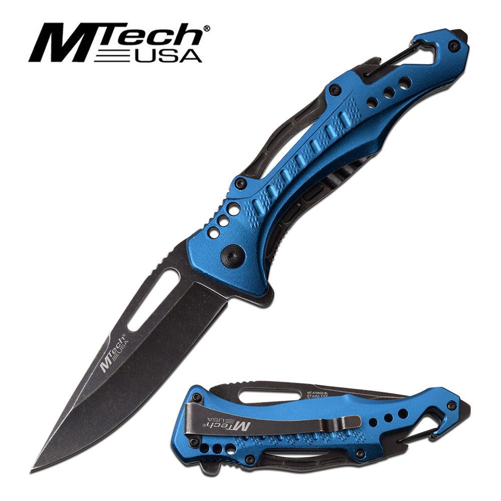 MTech USA Blue Spring Assisted Pocket Knife (MT-A705G2-BL) Tophatter's Spring Assisted Knives MTech USA Blue Spring Assisted Pocket Knife (MT-A705G2-BL) - Tophatter Daily Deals