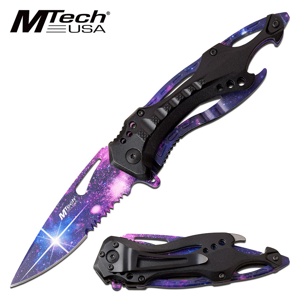 MTech USA Embossed Galaxy Artwork Spring Assisted Cool Pocket Knife Tophatter's Spring Assisted Knives MTech USA Embossed Galaxy Artwork Spring Assisted Cool Pocket Knife (MT-A705GLX) - Tophatter Daily Deals