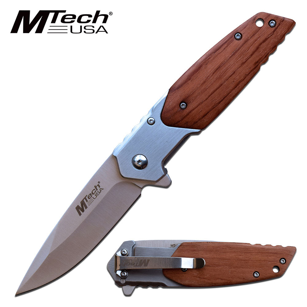 MTech USA Pakkawood Spring Assisted Pocket Knife (MT-A1154BR) Tophatter's Spring Assisted Knives MTech USA Pakkawood Spring Assisted Pocket Knife - Tophatter Daily Deals