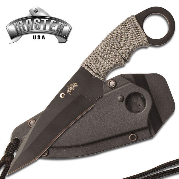 Tactical Defense Neck Boot Knife Tanto Grey Paracord Sheath Collectible Weapons - Tophatter Daily Deals