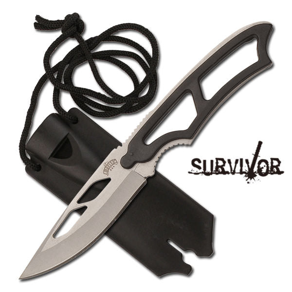 Survivor Full Tang Tactical Blade Neck Knife With Whistle On Sheath - TOPHATTER'S ARMORY DEALS Collectible Weapons - Tophatter Daily Deals