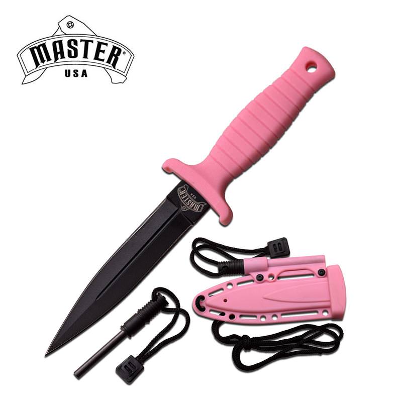 Pink Fixed Blade Fire Starter Neck Knife Hunting Knife - Tophatter's Guns'N'Weapons Store Collectible Weapons - Tophatter Daily Deals
