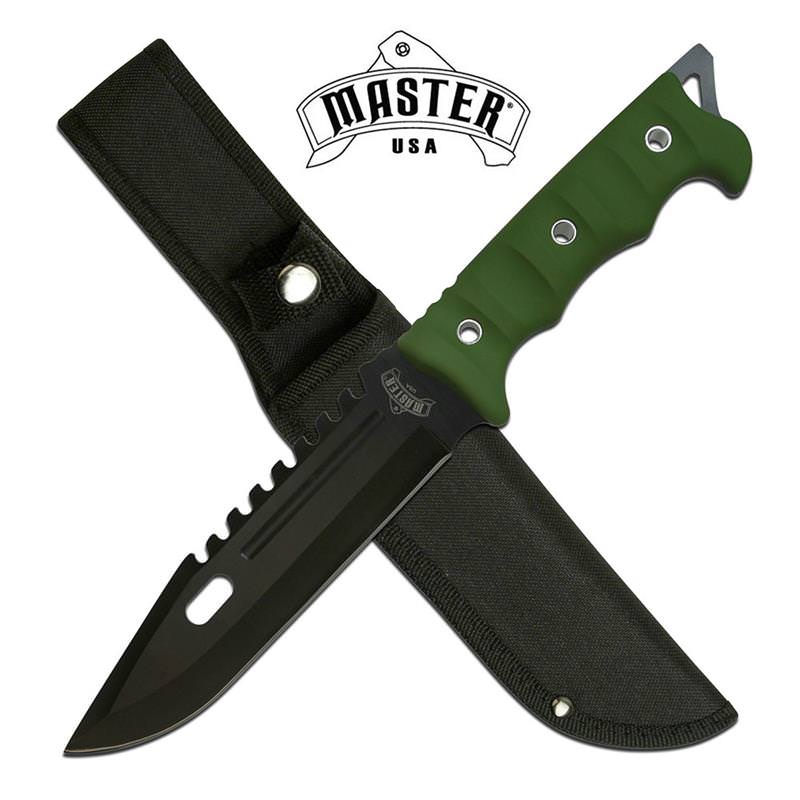 11.75" Fixed Blade Full Tang Hunting Knife Green Handle - Tophatter's Guns'N'Weapons Store Collectible Weapons - Tophatter Daily Deals
