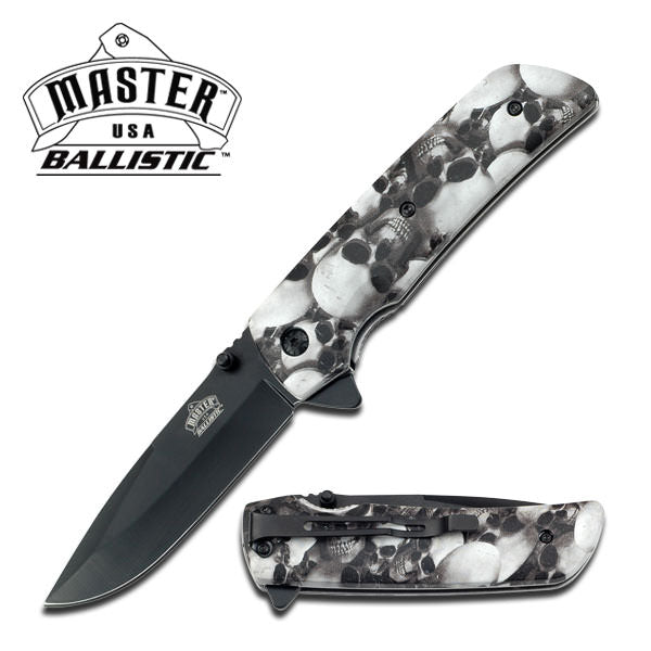 Grey Skull Camo Handle Spring Assisted Knife - Tophatter's Army Products & Self Defense Collectible Weapons - Tophatter Daily Deals