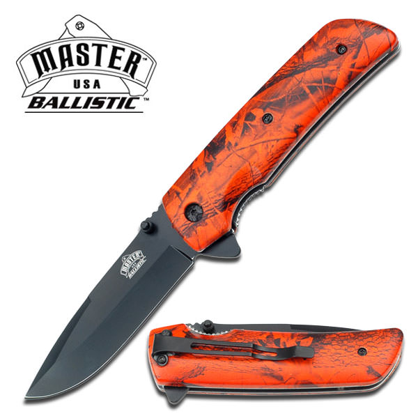 Orange Camo Handle Spring Assisted Knife - Tophatter's Guns'N'Weapons Store Collectible Weapons - Tophatter Daily Deals