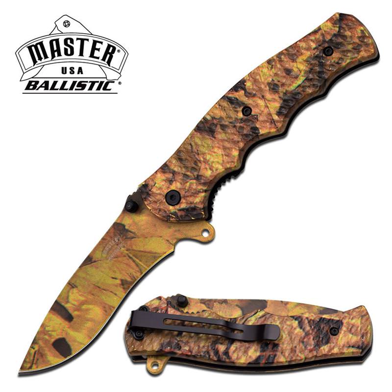 4.5 Inch Closed Brown Camo Spring Assisted Knife Collectible Weapons - Tophatter Daily Deals
