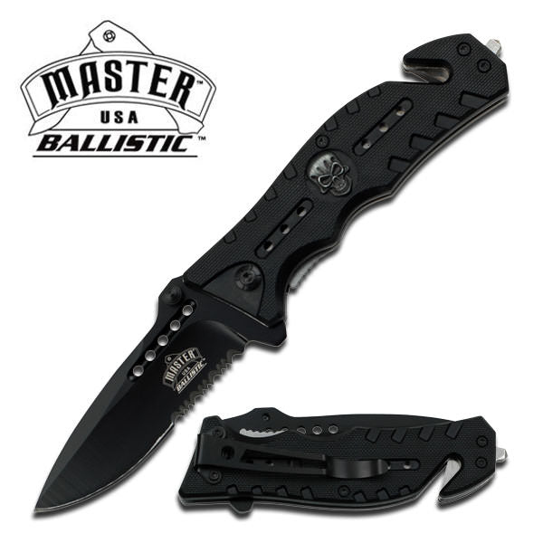 Black Skull Rescue Spring Assist Knife - TOPHATTER'S ARMORY DEALS Collectible Weapons - Tophatter Daily Deals