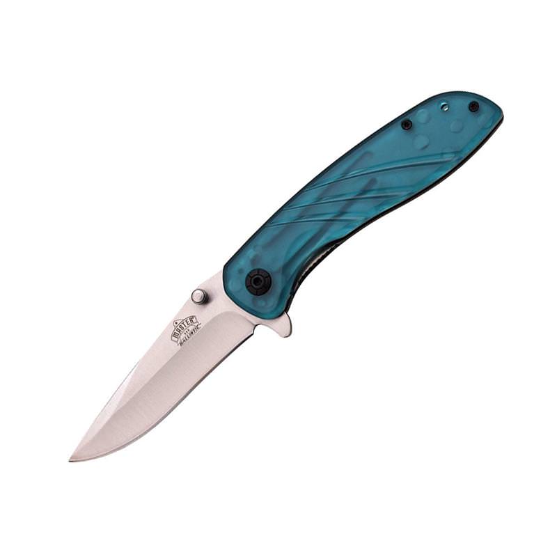 4.5 Inch Closed Spring Assist Pocket Knife Blue Transparent Handle Collectible Weapons - Tophatter Daily Deals