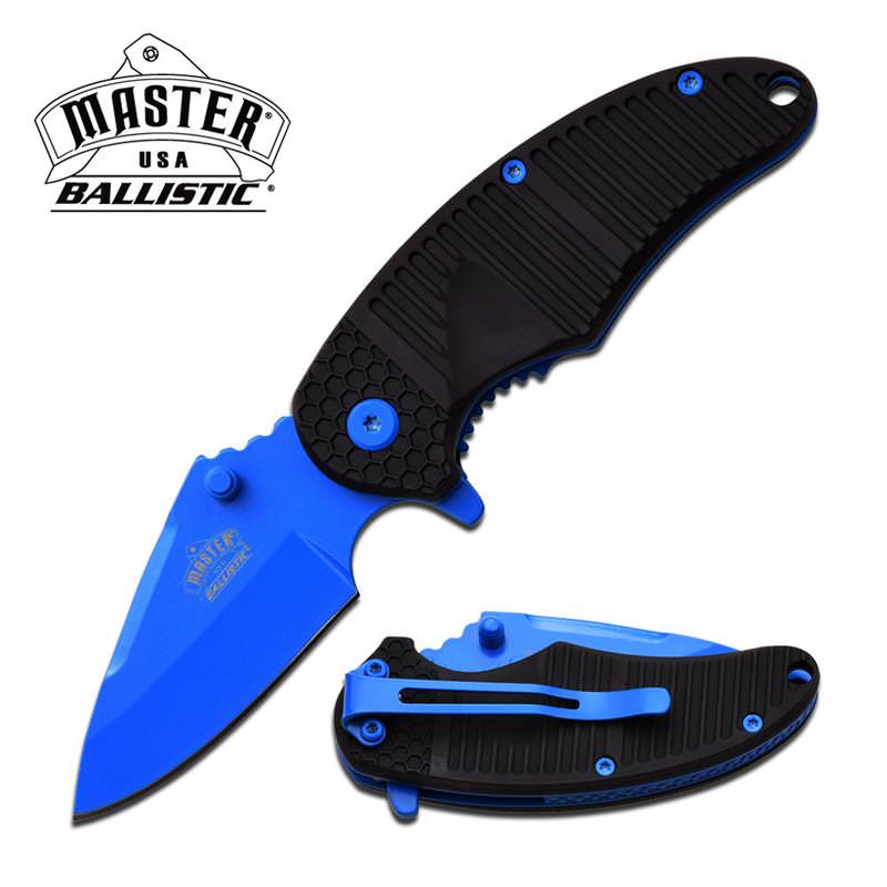 2.5" Closed Blue Neon Blade Spring Assisted Knife Collectible Weapons - Tophatter Daily Deals
