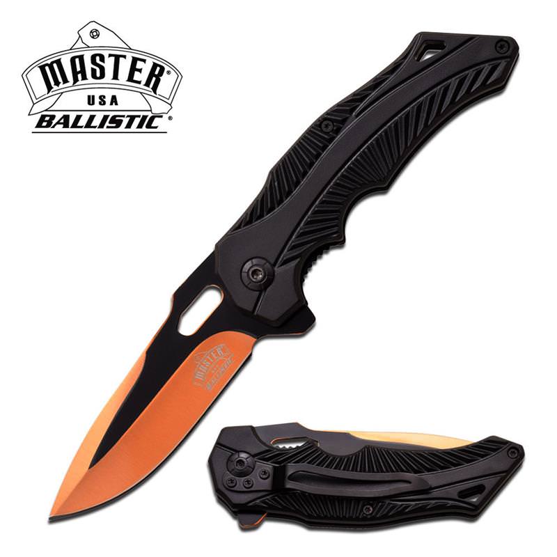 4.5 Inch Closed Black Orange Spring Assisted Knife - Tophatter's Guns'N'Weapons Store Collectible Weapons - Tophatter Daily Deals