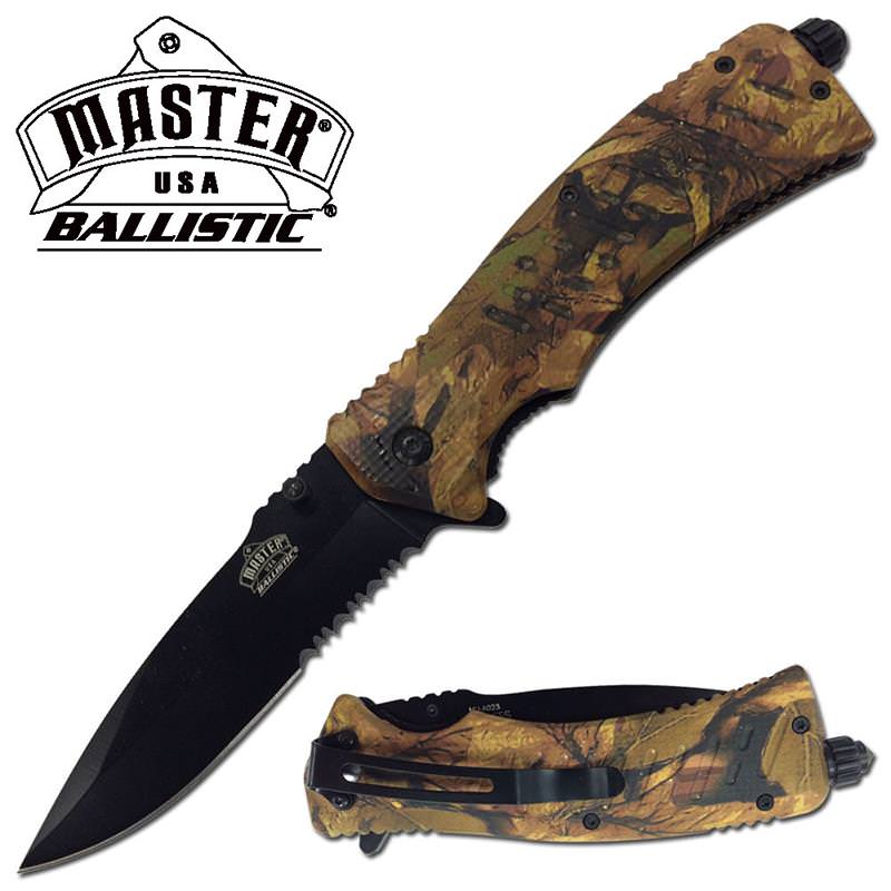 Jungle Camo Handle Rescue Spring Assist Knife With Fire Starter - TOPHATTER'S ARMORY DEALS Collectible Weapons - Tophatter Daily Deals