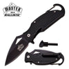 Ballistic Black Handle Rescue Spring Assist Knife with Carabiner & Fire Starter - TOPHATTER'S ARMORY DEALS Collectible Weapons - Tophatter Daily Deals