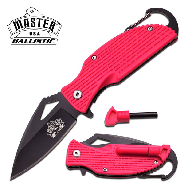 Pink Rescue Spring Assist Camping Survival Pocket Knife With Fire Starter - Tophatter's Guns'N'Weapons Store Collectible Weapons - Tophatter Daily Deals