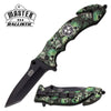 Ballistic 5 Inch Closed Rescue Spring Assisted Knife Green Skull - TOPHATTER'S ARMORY DEALS Collectible Weapons - Tophatter Daily Deals