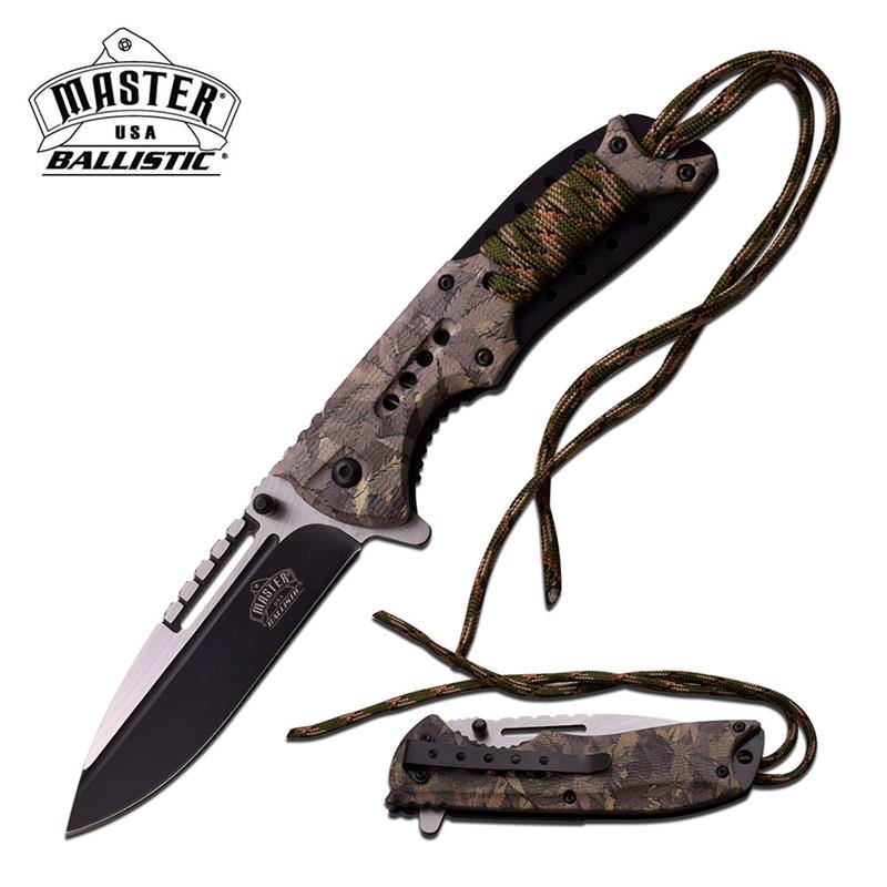 Master USA Ballistic Spring Assisted Knife Marijuana Camo Handle - TOPHATTER'S ARMORY DEALS Collectible Weapons - Tophatter Daily Deals
