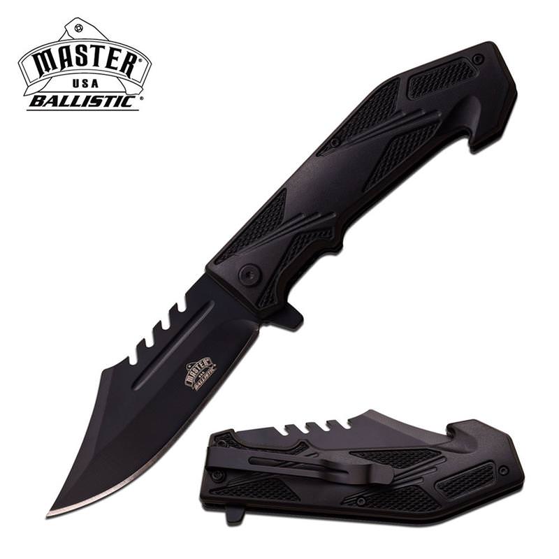 Ballistic Spring Assisted Opening Knife Black SawBack Blade - TOPHATTER'S ARMORY DEALS Collectible Weapons - Tophatter Daily Deals