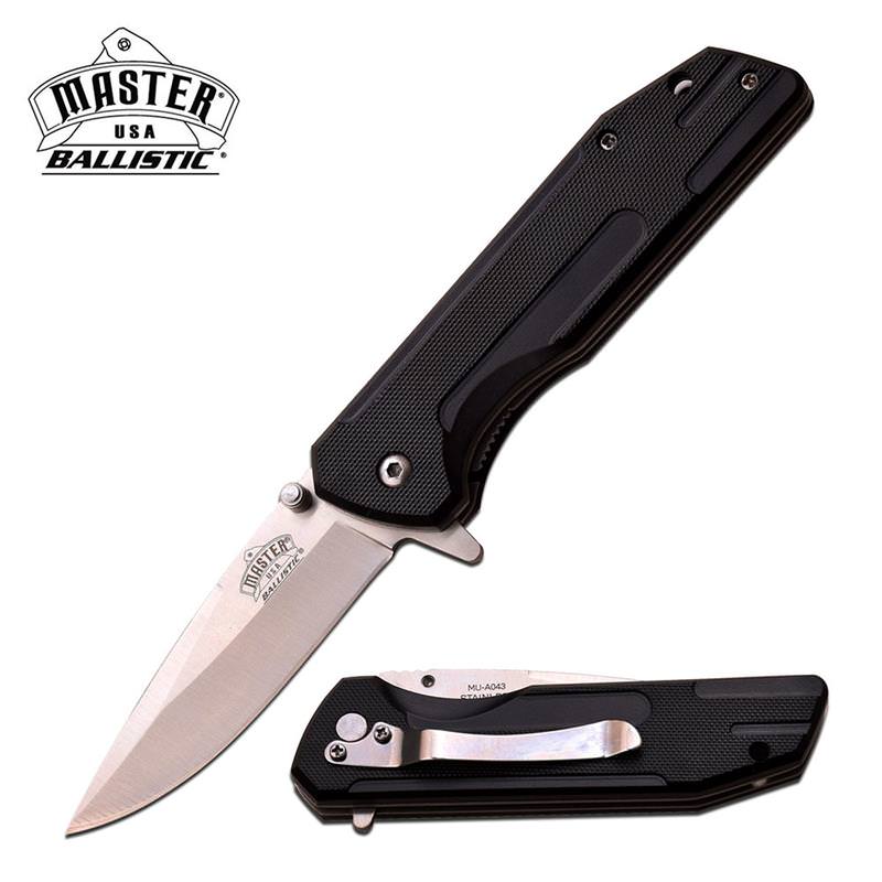 Ballistic Black ABS Handle Spring Assisted Opening Pocket Knife Collectible Weapons - Tophatter Daily Deals