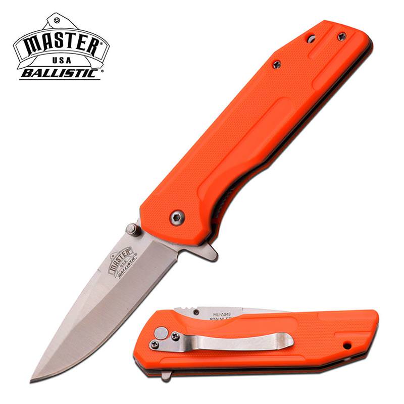 USA Ballistic Orange ABS Handle Spring Assisted Pocket Knife Collectible Weapons - Tophatter Daily Deals