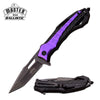 3.25" Stone Blade Tanto Purple Black Glass Breaker Spring Assist Knife Collectible Weapons - Tophatter Daily Deals