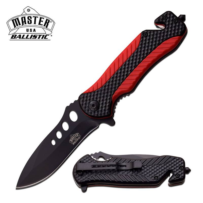 4.75 Inch Red Black ABS Handle Spring Assisted Folding Pocket Knife - Tophatter's Inc. Weapons Store Online Collectible Weapons - Tophatter Daily Deals